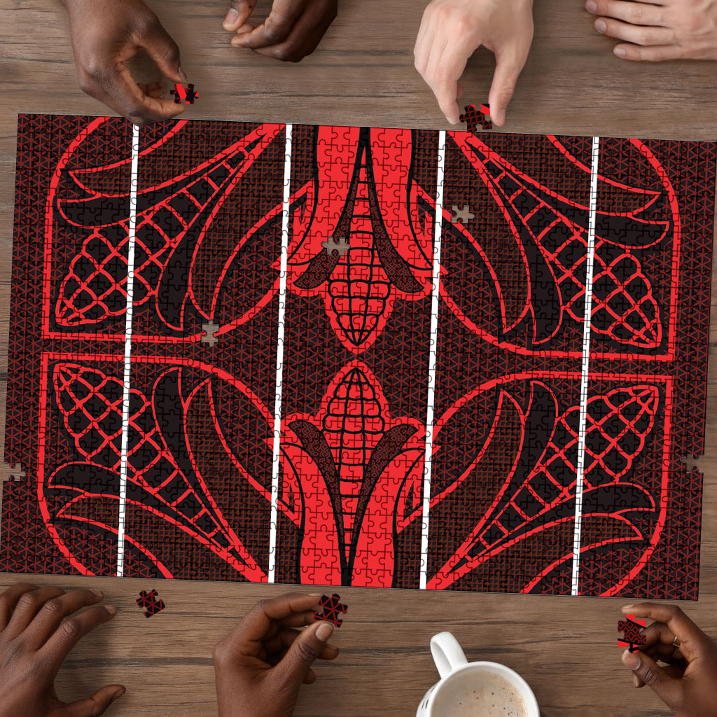 Scarlet Red Khotso Mojalefa Poone Puzzle Basotho Khotso Blanket Inspired