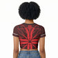 Scarlet Red Khotso Mojalefa Poone Raglan Cropped T shirt Basotho Khotso Blanket Inspired