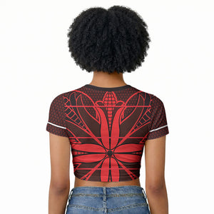 Scarlet Red Khotso Mojalefa Poone Raglan Cropped T shirt Basotho Khotso Blanket Inspired