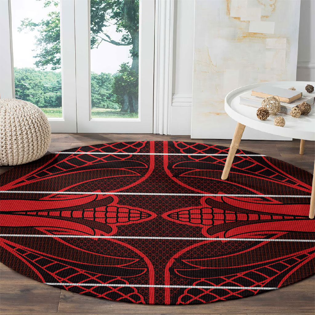 Scarlet Red Khotso Mojalefa Poone Round Carpet Basotho Khotso Blanket Inspired