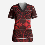 Scarlet Red Khotso Mojalefa Poone Scrub Top Basotho Khotso Blanket Inspired
