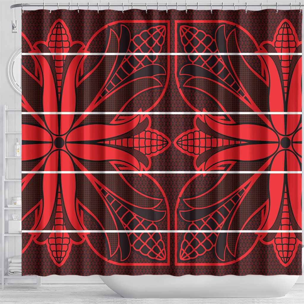 Scarlet Red Khotso Mojalefa Poone Shower Curtain Basotho Khotso Blanket Inspired