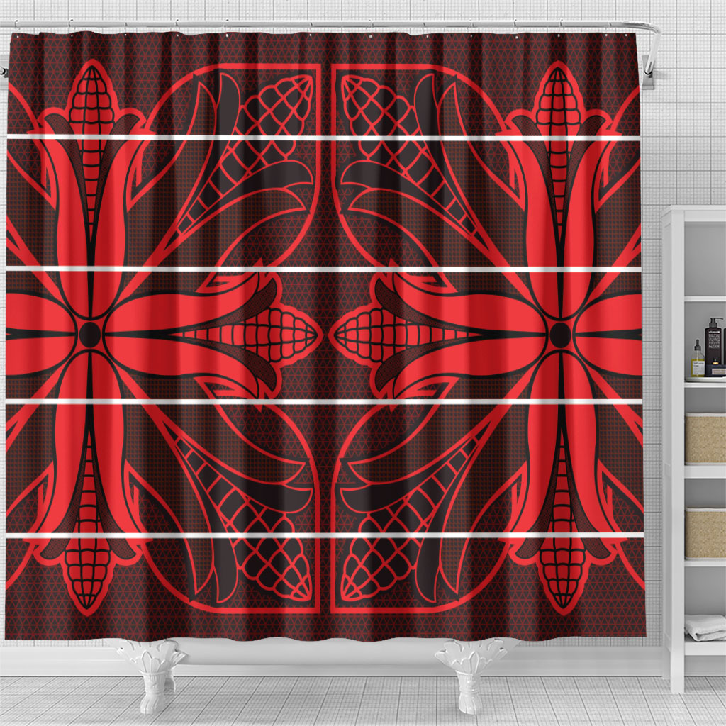 Scarlet Red Khotso Mojalefa Poone Shower Curtain Basotho Khotso Blanket Inspired