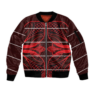 Scarlet Red Khotso Mojalefa Poone Sleeve Zip Bomber Jacket Basotho Khotso Blanket Inspired