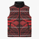 Scarlet Red Khotso Mojalefa Poone Sleeveless Puffer Jacket Basotho Khotso Blanket Inspired