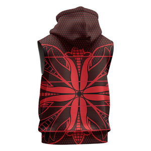 Scarlet Red Khotso Mojalefa Poone Sleeveless Zip Hoodie Basotho Khotso Blanket Inspired