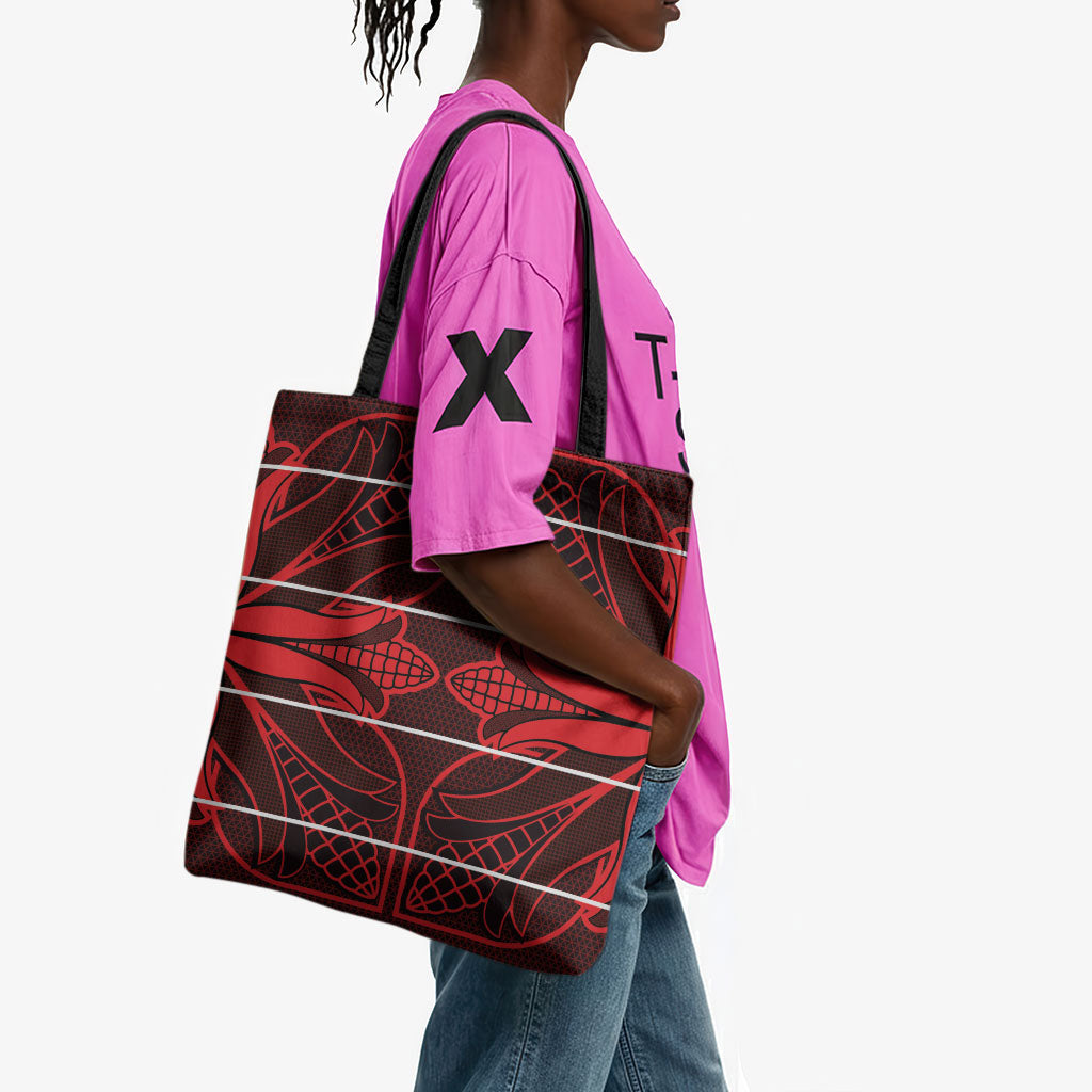 Scarlet Red Khotso Mojalefa Poone Tote Bag Basotho Khotso Blanket Inspired