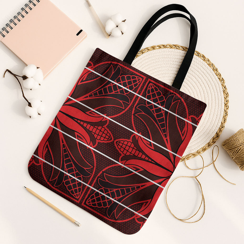 Scarlet Red Khotso Mojalefa Poone Tote Bag Basotho Khotso Blanket Inspired