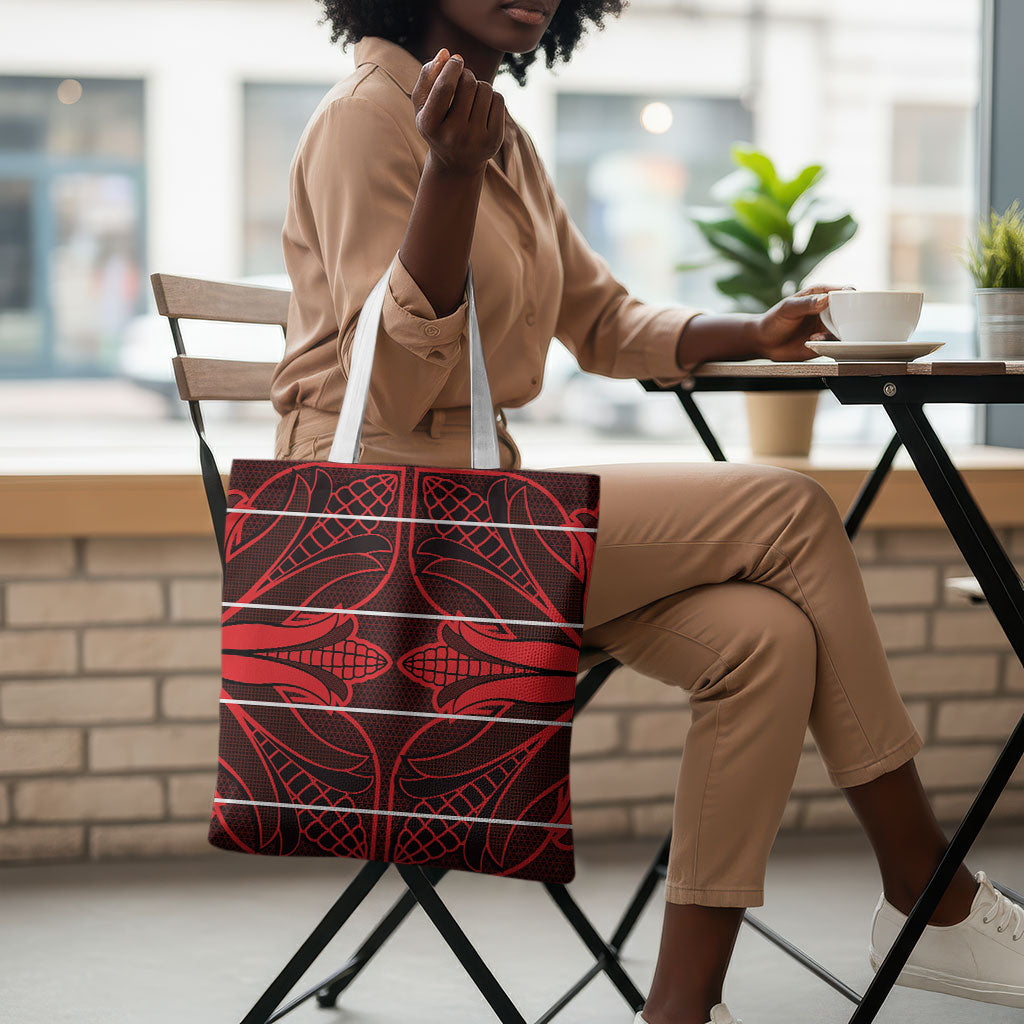 Scarlet Red Khotso Mojalefa Poone Tote Bag Basotho Khotso Blanket Inspired