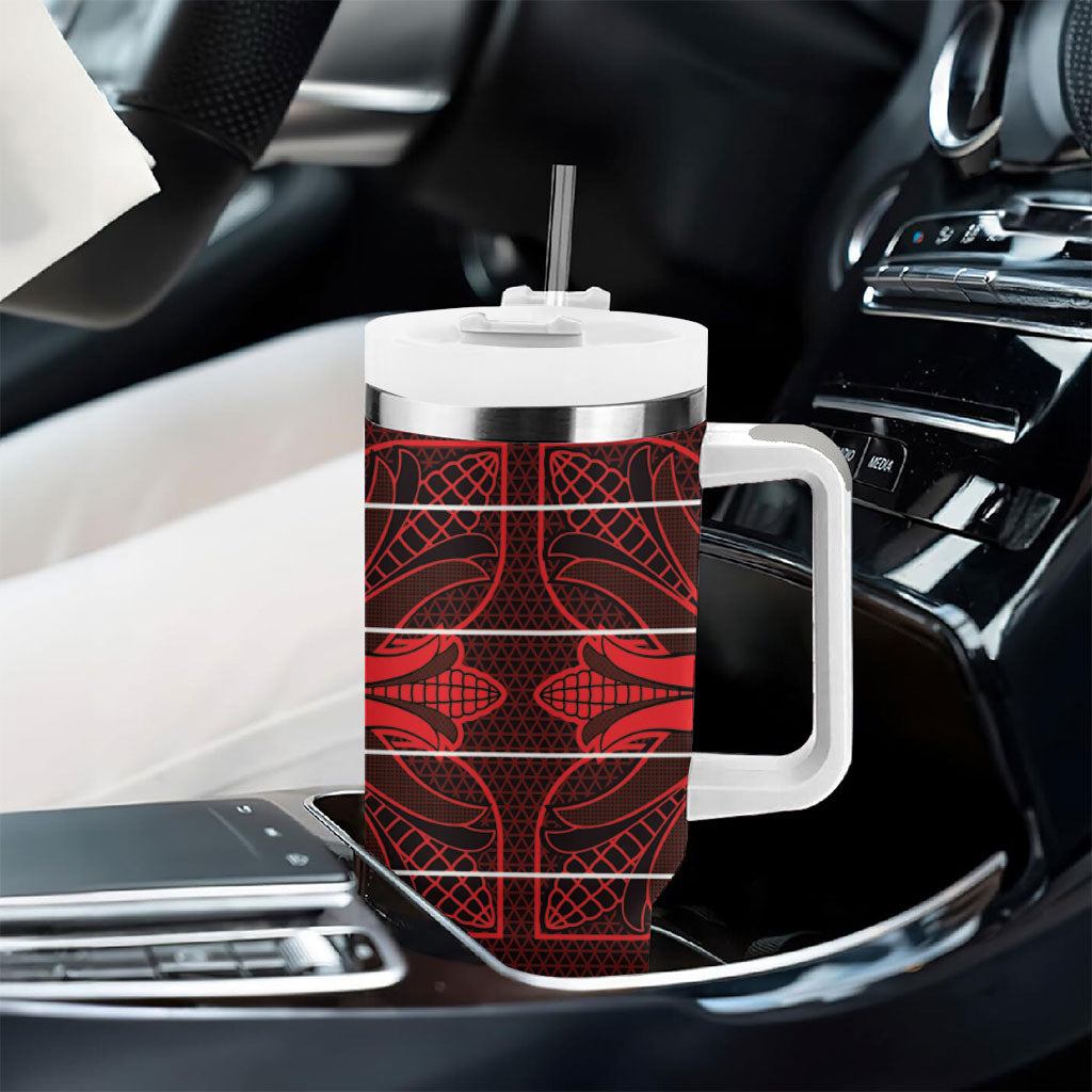 Scarlet Red Khotso Mojalefa Poone Tumbler With Handle Basotho Khotso Blanket Inspired