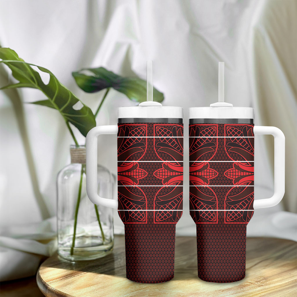Scarlet Red Khotso Mojalefa Poone Tumbler With Handle Basotho Khotso Blanket Inspired