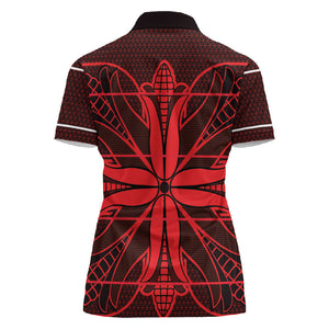 Scarlet Red Khotso Mojalefa Poone Women Polo Shirt Basotho Khotso Blanket Inspired