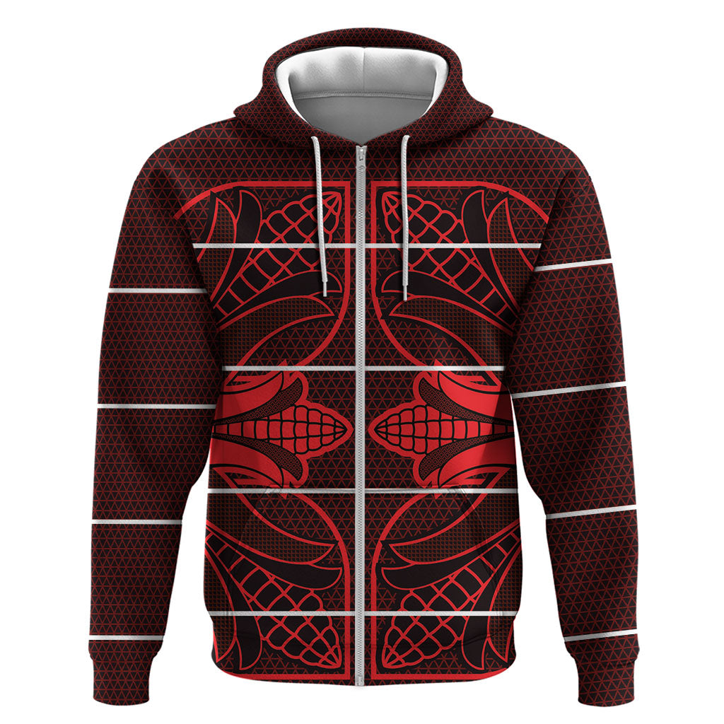 Scarlet Red Khotso Mojalefa Poone Zip Hoodie Basotho Khotso Blanket Inspired