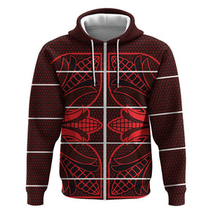Scarlet Red Khotso Mojalefa Poone Zip Hoodie Basotho Khotso Blanket Inspired