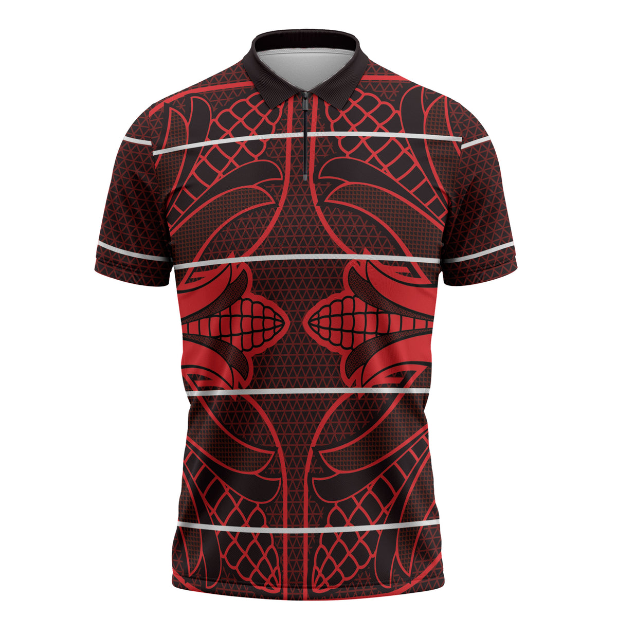 Scarlet Red Khotso Mojalefa Poone Zipper Polo Shirt Basotho Khotso Blanket Inspired