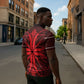 Scarlet Red Khotso Mojalefa Poone Zipper Polo Shirt Basotho Khotso Blanket Inspired
