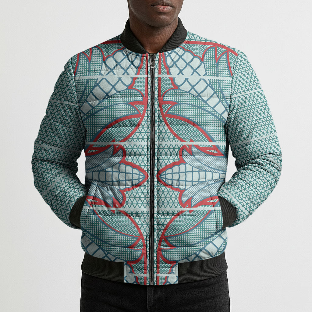 Turquoise Khotso Mojalefa Poone Bomber Puffer Jacket Basotho Khotso Blanket Inspired