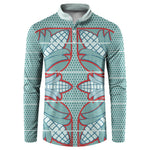 Turquoise Khotso Mojalefa Poone Button Sweatshirt Basotho Khotso Blanket Inspired