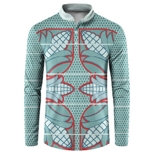 Turquoise Khotso Mojalefa Poone Button Sweatshirt Basotho Khotso Blanket Inspired