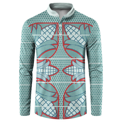 Turquoise Khotso Mojalefa Poone Button Sweatshirt Basotho Khotso Blanket Inspired