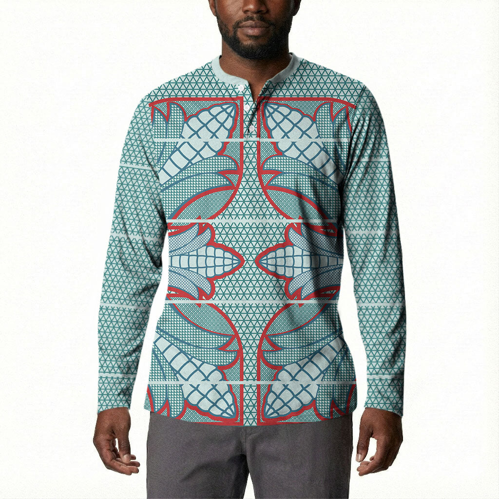 Turquoise Khotso Mojalefa Poone Button Sweatshirt Basotho Khotso Blanket Inspired