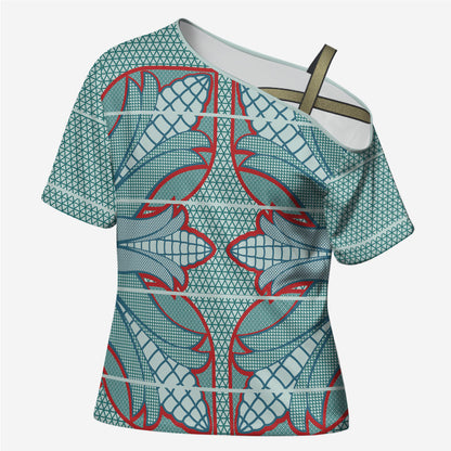 Turquoise Khotso Mojalefa Poone Cross Shoulder Shirt Basotho Khotso Blanket Inspired