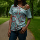 Turquoise Khotso Mojalefa Poone Cross Shoulder Shirt Basotho Khotso Blanket Inspired