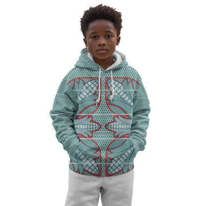 Turquoise Khotso Mojalefa Poone Kid Hoodie Basotho Khotso Blanket Inspired