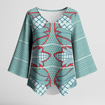 Turquoise Khotso Mojalefa Poone Kimono Sleeve Blouse Basotho Khotso Blanket Inspired