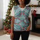 Turquoise Khotso Mojalefa Poone Christmas Knitted V-Neck Vest Basotho Khotso Blanket Inspired