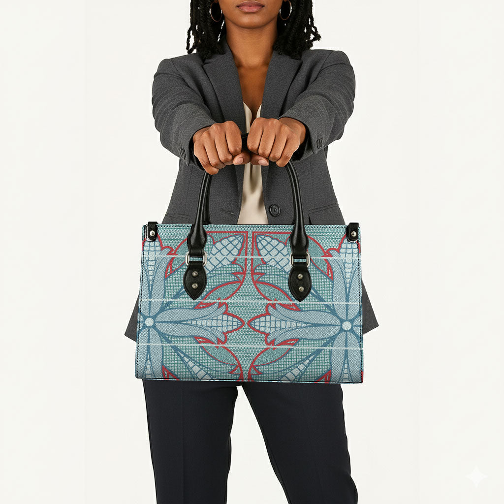 Turquoise Khotso Mojalefa Poone Leather Bag Basotho Khotso Blanket Inspired
