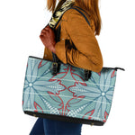 Turquoise Khotso Mojalefa Poone Leather Tote Bag Basotho Khotso Blanket Inspired