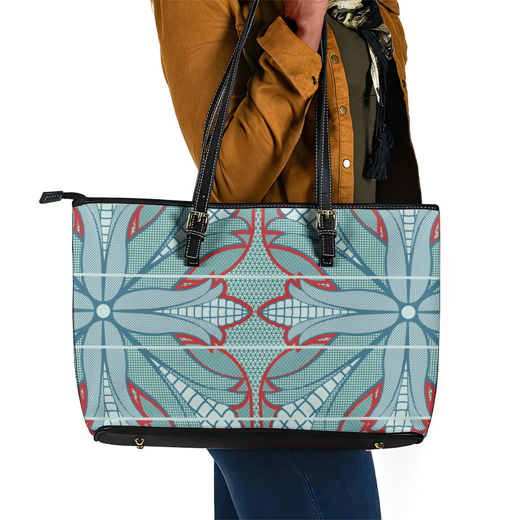 Turquoise Khotso Mojalefa Poone Leather Tote Bag Basotho Khotso Blanket Inspired