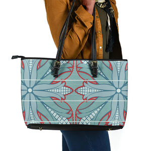 Turquoise Khotso Mojalefa Poone Leather Tote Bag Basotho Khotso Blanket Inspired