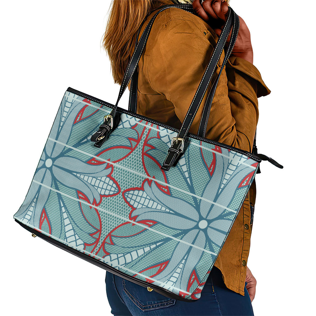 Turquoise Khotso Mojalefa Poone Leather Tote Bag Basotho Khotso Blanket Inspired
