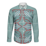 Turquoise Khotso Mojalefa Poone Long Sleeve Button Shirt Basotho Khotso Blanket Inspired