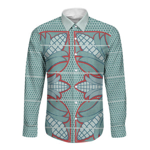 Turquoise Khotso Mojalefa Poone Long Sleeve Button Shirt Basotho Khotso Blanket Inspired