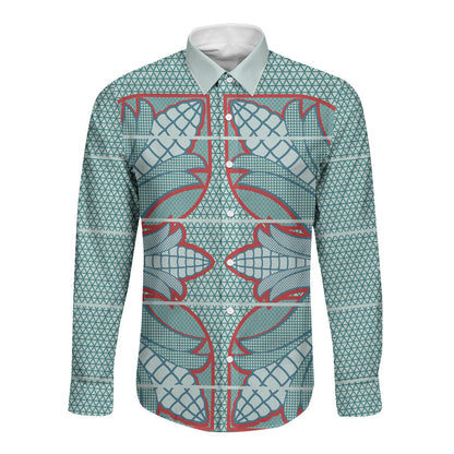 Turquoise Khotso Mojalefa Poone Long Sleeve Button Shirt Basotho Khotso Blanket Inspired
