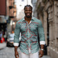 Turquoise Khotso Mojalefa Poone Long Sleeve Button Shirt Basotho Khotso Blanket Inspired