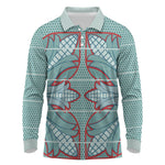 Turquoise Khotso Mojalefa Poone Long Sleeve Polo Shirt Basotho Khotso Blanket Inspired