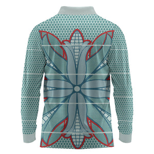 Turquoise Khotso Mojalefa Poone Long Sleeve Polo Shirt Basotho Khotso Blanket Inspired