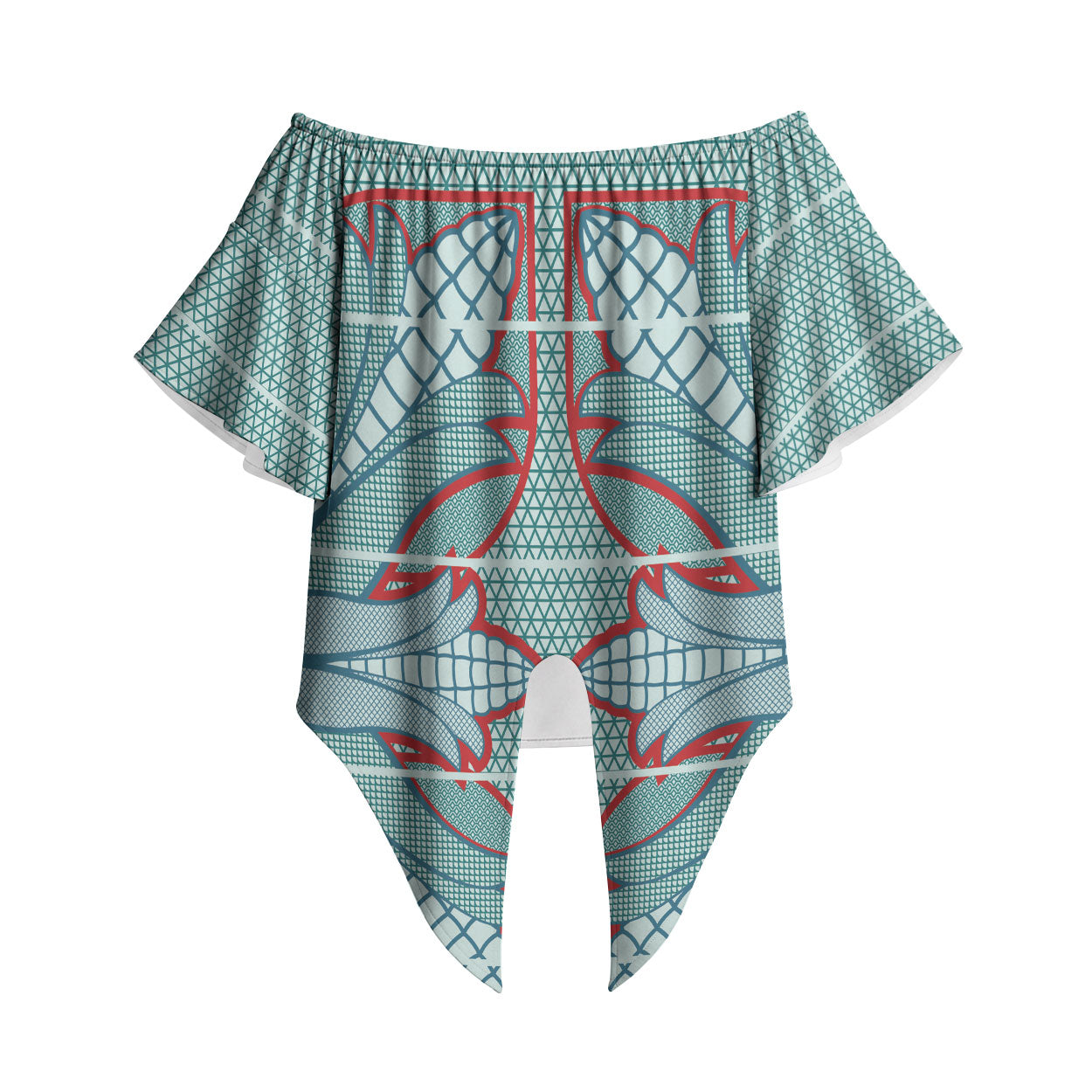 Turquoise Khotso Mojalefa Poone Off Shoulder Wrap Waist Top Basotho Khotso Blanket Inspired