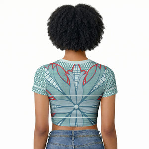 Turquoise Khotso Mojalefa Poone Raglan Cropped T shirt Basotho Khotso Blanket Inspired