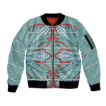 Turquoise Khotso Mojalefa Poone Sleeve Zip Bomber Jacket Basotho Khotso Blanket Inspired