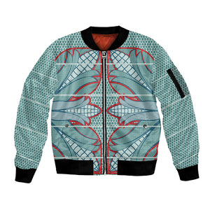Turquoise Khotso Mojalefa Poone Sleeve Zip Bomber Jacket Basotho Khotso Blanket Inspired