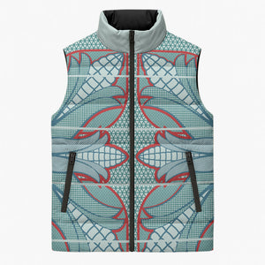 Turquoise Khotso Mojalefa Poone Sleeveless Puffer Jacket Basotho Khotso Blanket Inspired
