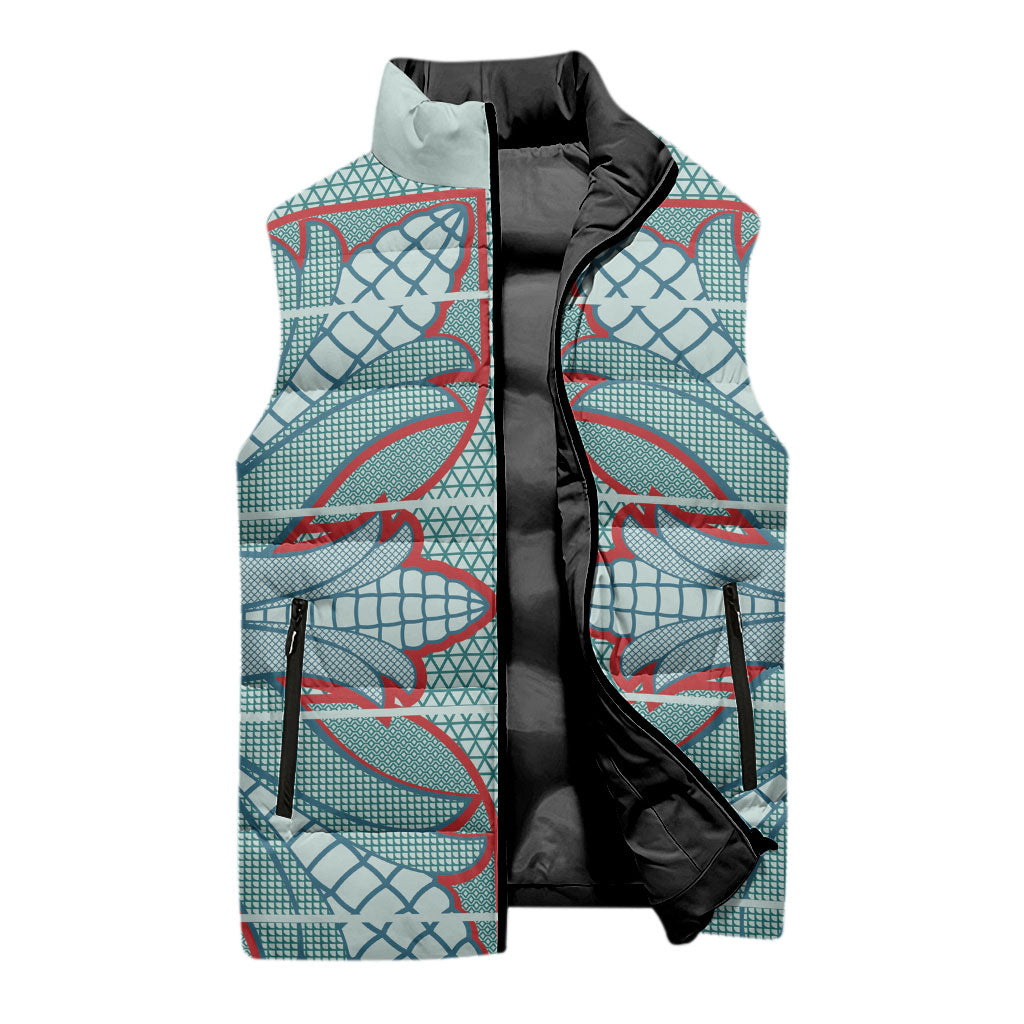 Turquoise Khotso Mojalefa Poone Sleeveless Puffer Jacket Basotho Khotso Blanket Inspired