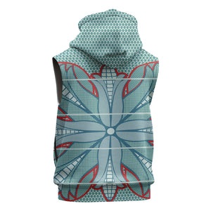 Turquoise Khotso Mojalefa Poone Sleeveless Zip Hoodie Basotho Khotso Blanket Inspired