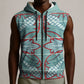 Turquoise Khotso Mojalefa Poone Sleeveless Zip Hoodie Basotho Khotso Blanket Inspired