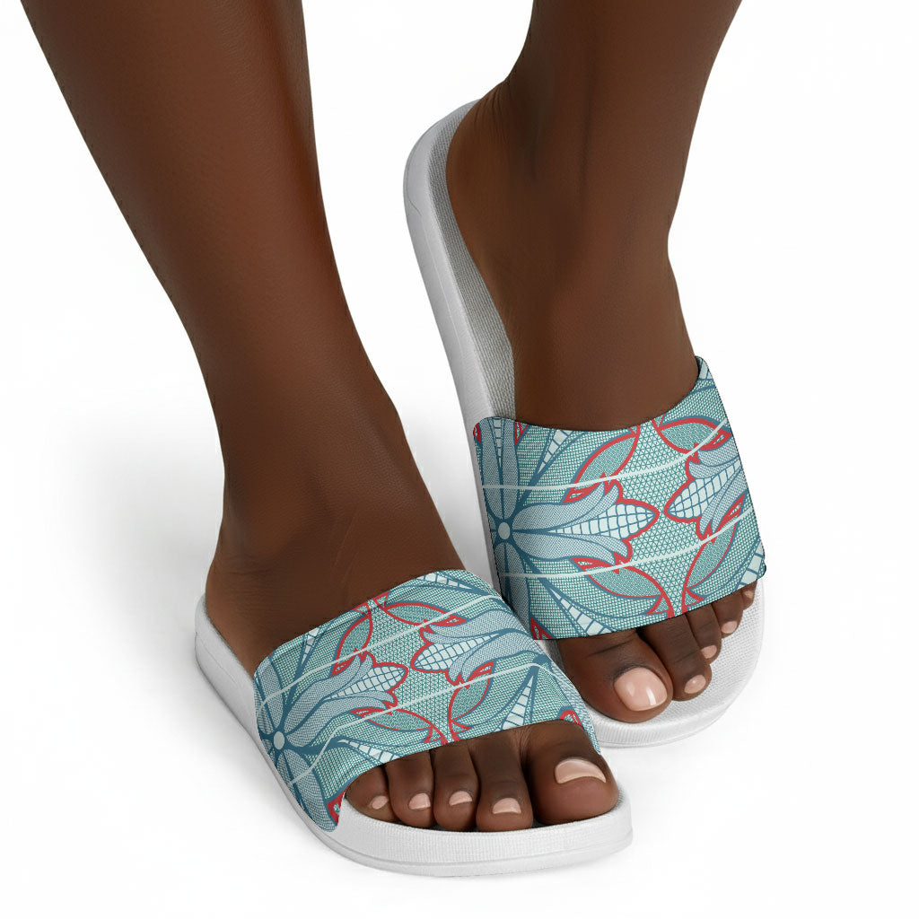 Turquoise Khotso Mojalefa Poone Slide Sandals Basotho Khotso Blanket Inspired